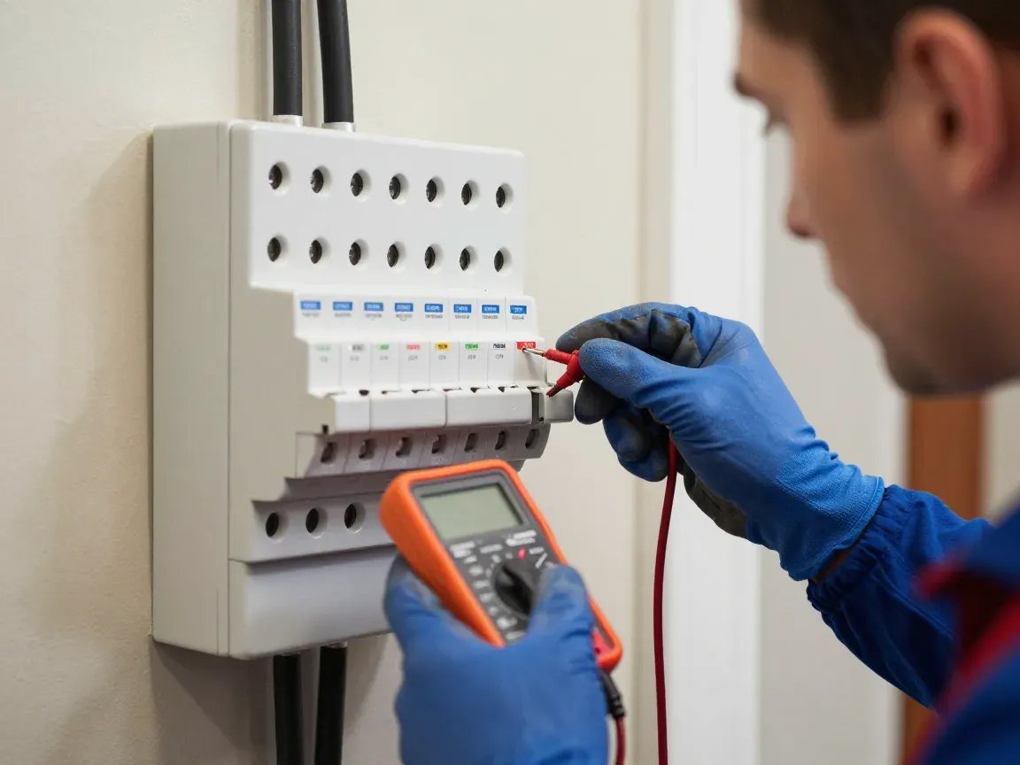 An engineer checking a business electrical supply